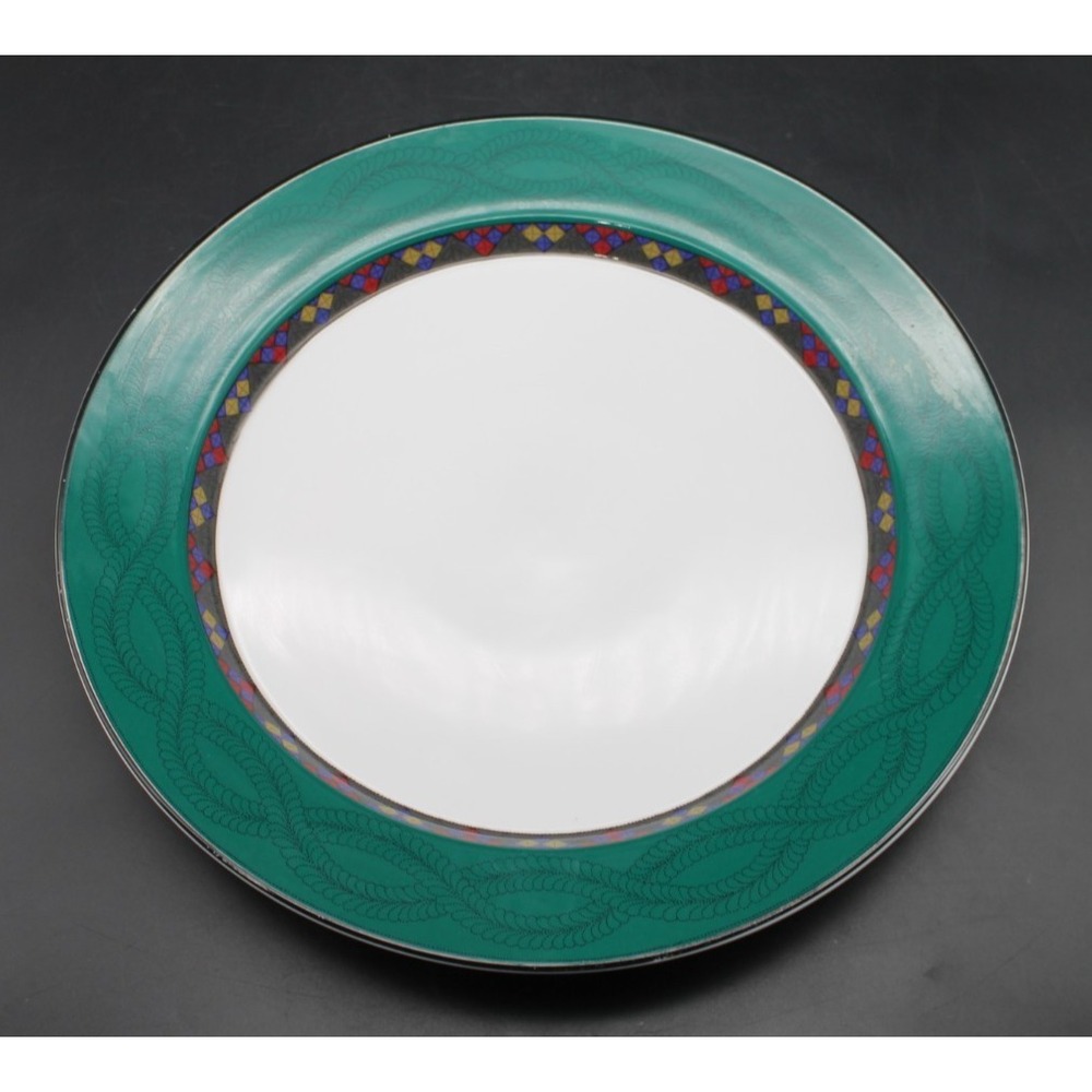 Dansk Emerald Braid Porcelain 13" Chop Plate Platter EUC Vintage Discontinued